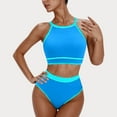 thumbnail image 1 of QUNYINEY Swim Suits for Women 2025 Tankini Standard Straps Crew Neck Colorblock Bathing Suit High Waisted Two Piece Swimsuit Sets, 1 of 3