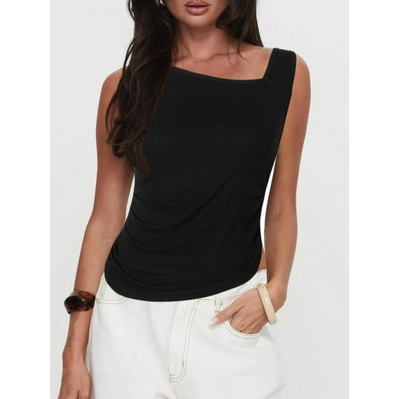 QUNYINEY T-Shirts for Women Athletic Sleeveless V Neck Solid Tank Tops Workout Summer Loose Pullover Womens Tops