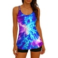 thumbnail image 1 of QUNYINEY Tie Dye Tankini Swimsuits for Women 2 Piece Standard Straps Tummy Control Bathing Suits Modest Crew Neck with Shorts Women Swimsuit Sets, 1 of 8