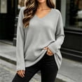 thumbnail image 1 of QUNYINEY Tops for Women Plus Size Long Sleeve Casual Waffle Shirts Solid Pullover Fall V Neck Loose Fit Women Blouses S-5XL, 1 of 8