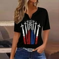 thumbnail image 1 of QUNYINEY V Neck Womens Shirts Short Sleeve Independence Day Casual Tops Summer Button Loose Pullover Womens Tops, 1 of 5