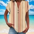 thumbnail image 1 of QUNYINEY V Neck Womens Tops Trendy Short Sleeve Casual Striped Shirts Loose Cotton Linen Pullover Tops, 1 of 5