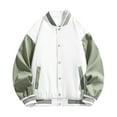 thumbnail image 1 of QUNYINEY White Mens Jackets Colorblock Long Sleeve Bomber Heavyweight Coats with Pocket Button Down Loose Outerwear Jackets, 1 of 5