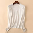 thumbnail image 1 of QUNYINEY White Shirts for Women Trendy Long Sleeve Casual Crew Neck Solid Tops Loose Pullover Drop Shoulder T-Shirts, 1 of 3