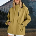 thumbnail image 1 of QUNYINEY Windbreaker Fall Jackets for Women 2025 Brown Hooded Waterproof Outerwear Loose Fit Long Sleeve with Pockets Hiking Womens Winter Coats, 1 of 9