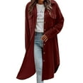thumbnail image 1 of QUNYINEY Winter Coats for Women Plus Size Long Corduroy Red Trench Coat Long Sleeve with Pockets Turndown Collar Loose Fit Single Breasted Women's Jackets, 1 of 9
