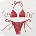 thumbnail image 1 of QUNYINEY Women Bikini Thong Red 2 Piece String Swimwear Tie Side Swimsuit Sets, 1 of 5