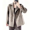 thumbnail image 1 of QUNYINEY Women's Coat Fleece Yellow Trench Coat Loose Fit Double Breasted with Pockets Long Sleeve Turndown Collar Jackets for Women Trendy, 1 of 7