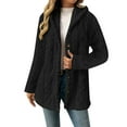 thumbnail image 1 of QUNYINEY Women's Jackets Fleece Jacquard Windbreaker Loose Fit Warm Button Long Sleeve with Hood Women Coat, 1 of 8