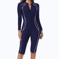 thumbnail image 1 of QUNYINEY Women's One Piece Swimsuit Tummy Control Colorblock Slimming Rash Guards Athletic Modest Long Sleeve Crew Neck Swimwear, 1 of 7