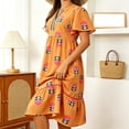 thumbnail image 1 of QUNYINEY Women's Summer Dresses A Line Short Sleeve Midi Floral Sundress Loose Fit Flowy Casual V Neck Ruffle Dresses, 1 of 6