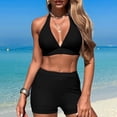 thumbnail image 1 of QUNYINEY Women's Swimsuits Spaghetti Straps Bikinis Solid Bathing Suit High Waisted Two Piece Swimsuit Sets, 1 of 7