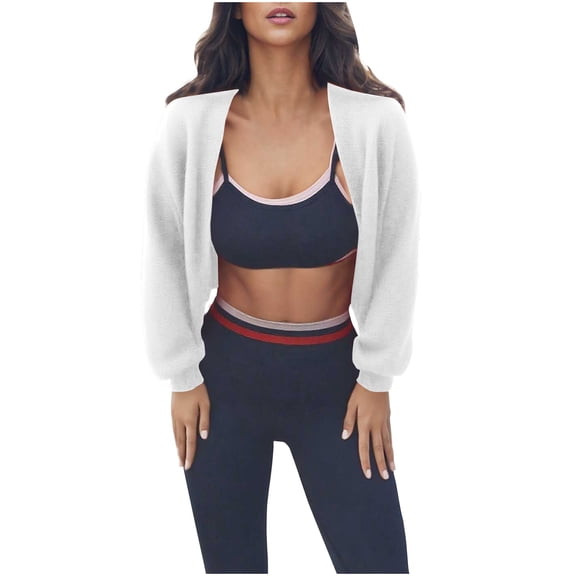 QUNYINEY Womens Fall Jackets White Lightweight Outwear Workout Loose Fit Long Sleeve Open Front Women's Coats