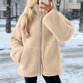thumbnail image 1 of QUNYINEY Womens Jacket Sherpa Fleece Winter Thicken Warm Zip Up Outerwear Jackets Stand Colla with Pockets Solid Color Long Sleeve Coats, 1 of 5