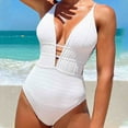 thumbnail image 1 of QUNYINEY Womens One Piece Swimsuits Spaghetti Straps V Neck Solid Bathing Suit High Waisted Tummy Control Swimwear, 1 of 5