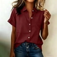 thumbnail image 1 of QUNYINEY Womens Short Sleeve Button Down Shirts Casual Collared Work Tunic Tops Summer Loose Fit Solid Shirts, 1 of 6