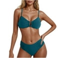 thumbnail image 1 of QUNYINEY Womens Swimsuits Pleated Green Bikini Bathing Suit High Waisted Swimsuit Sets, 1 of 5
