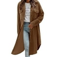 thumbnail image 1 of QUNYINEY Womens Winter Coats Corduroy Long Brown Trench Coat Long Sleeve Single Breasted Turndown Collar Loose Fit with Pockets Women Jackets, 1 of 9