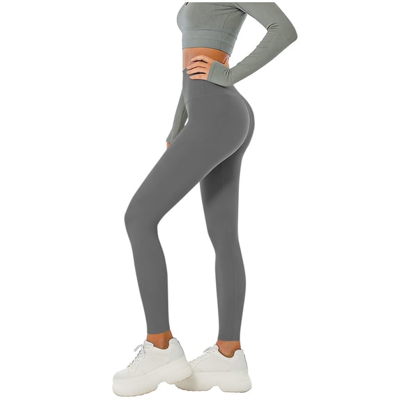 QUNYINEY Yoga Leggings for Women Tummy Control Athletic Gray High Waisted Jegging Skinny Butt Lifting Leggings
