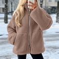 thumbnail image 1 of QUNYINEY Zip Up Womens Jacket Sherpa Fleece Thicken Warm Winter Outerwear Jackets Solid Color with Pockets Long Sleeve Stand Colla Coats, 1 of 5