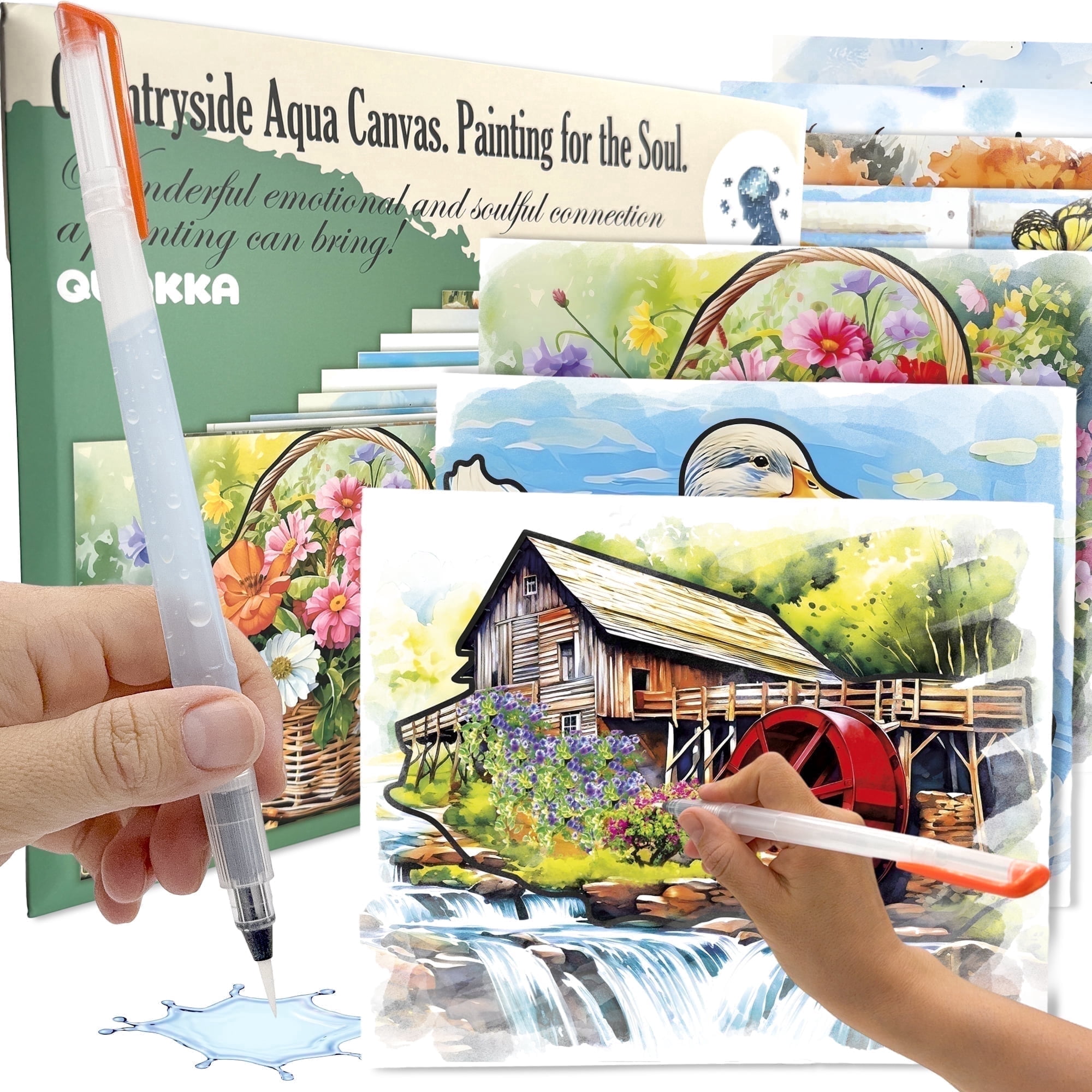 Quokka 10-Pack Water Painting Kit – Dementia Art & Craft Activities for Seniors - Farm Memories