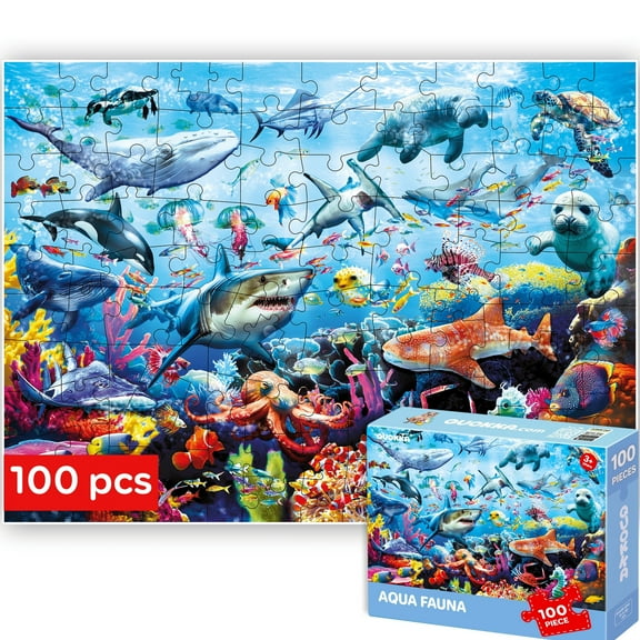 QUOKKA 100 Piece Puzzles for Kids 5-8 - Colorful Jigsaw kids puzzles age 3-6 Sea - Large Toddler toy
