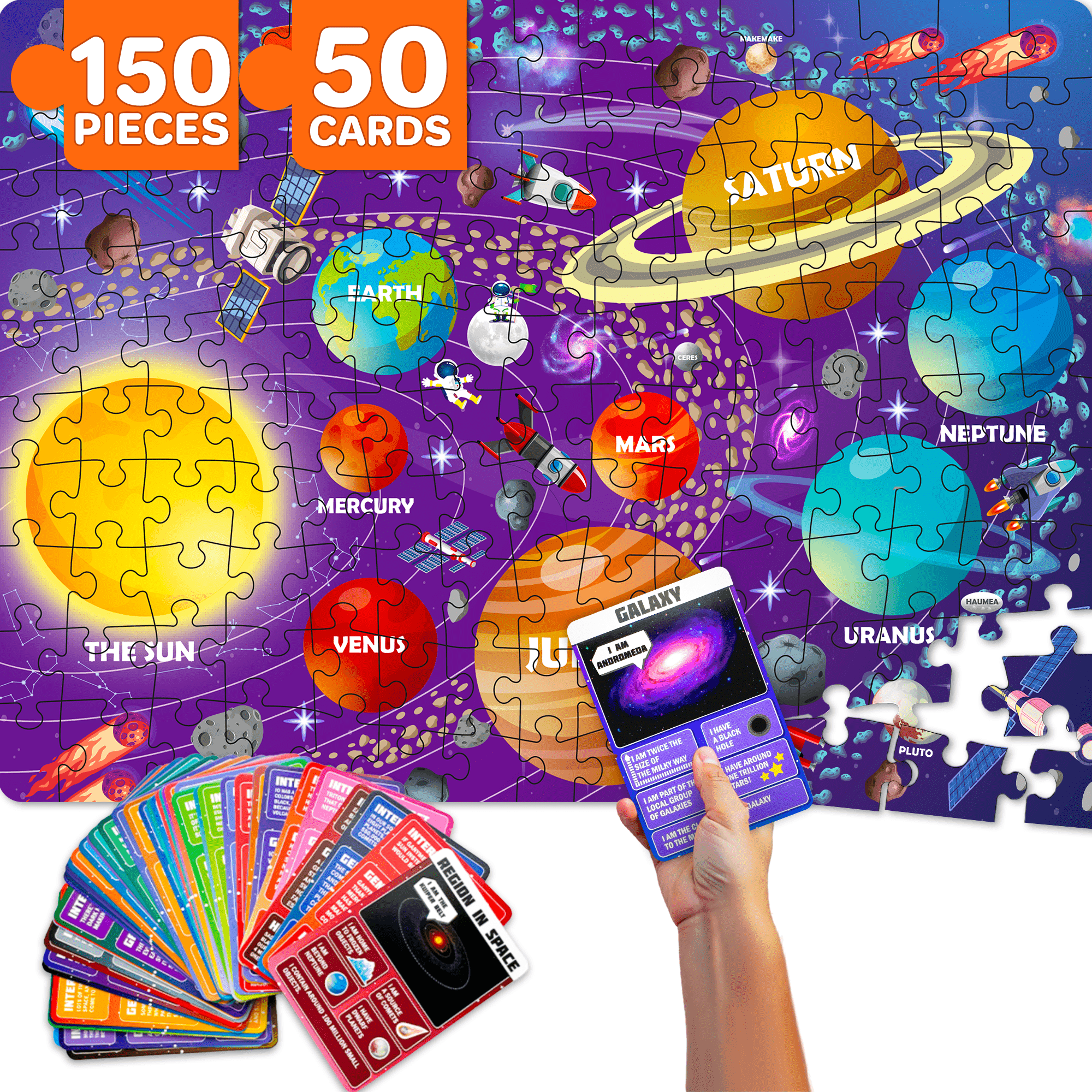 QUOKKA 150 Pcs Jigsaw Puzzles for Kids Ages 8-10 - Learn Space