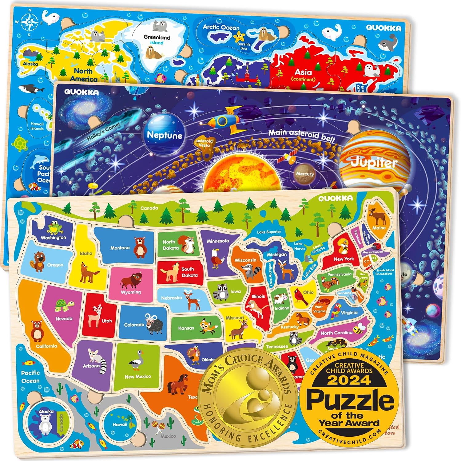 Map For Students QUOKKA 100 Piece Educational Puzzles for Children - 3 Pack Floor ...