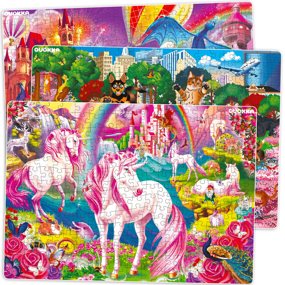 Quokka 300 Piece Jigsaw Puzzles for Kids – 3 Set Floor Puzzles with Unicorn Theme – Educational Game Ages 8-12