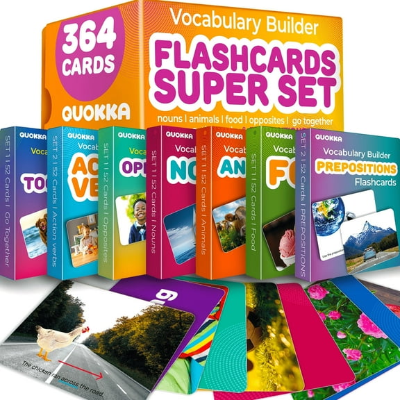 QUOKKA 364 Vocabulary Building Cards for Kids and Adults - Real-Life Flash Cards for Speech & ABA Therapy