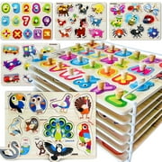 Quokka 6 Wooden Educational Alphabet Puzzles for Toddlers 1-4 Years with Rack