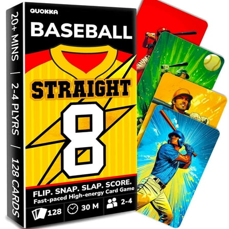 QUOKKA Baseball Fast-Paced Card Game for Kids & Adults - 128 Cards for Family Party Games