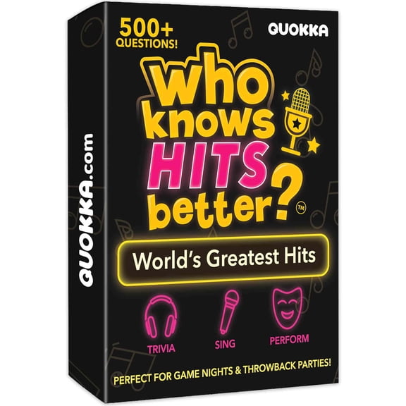 QUOKKA Card Game for Adults - Who Knows Hits Better? Music Trivia Family Party Game