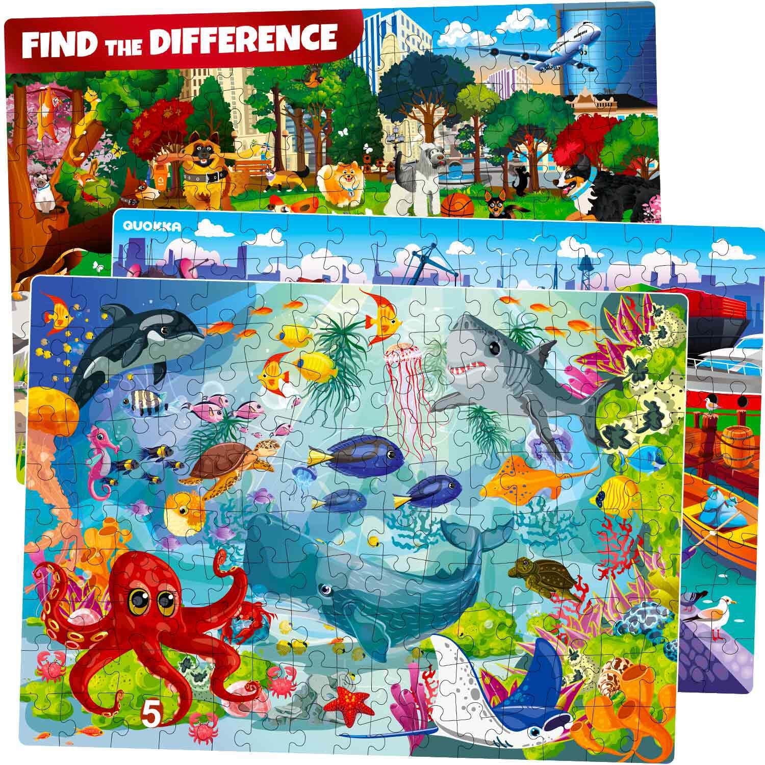 QUOKKA Floor Puzzles for Kids Ages 8-10 – 3X150 Piece Puzzles for Kids Ages 4-6
