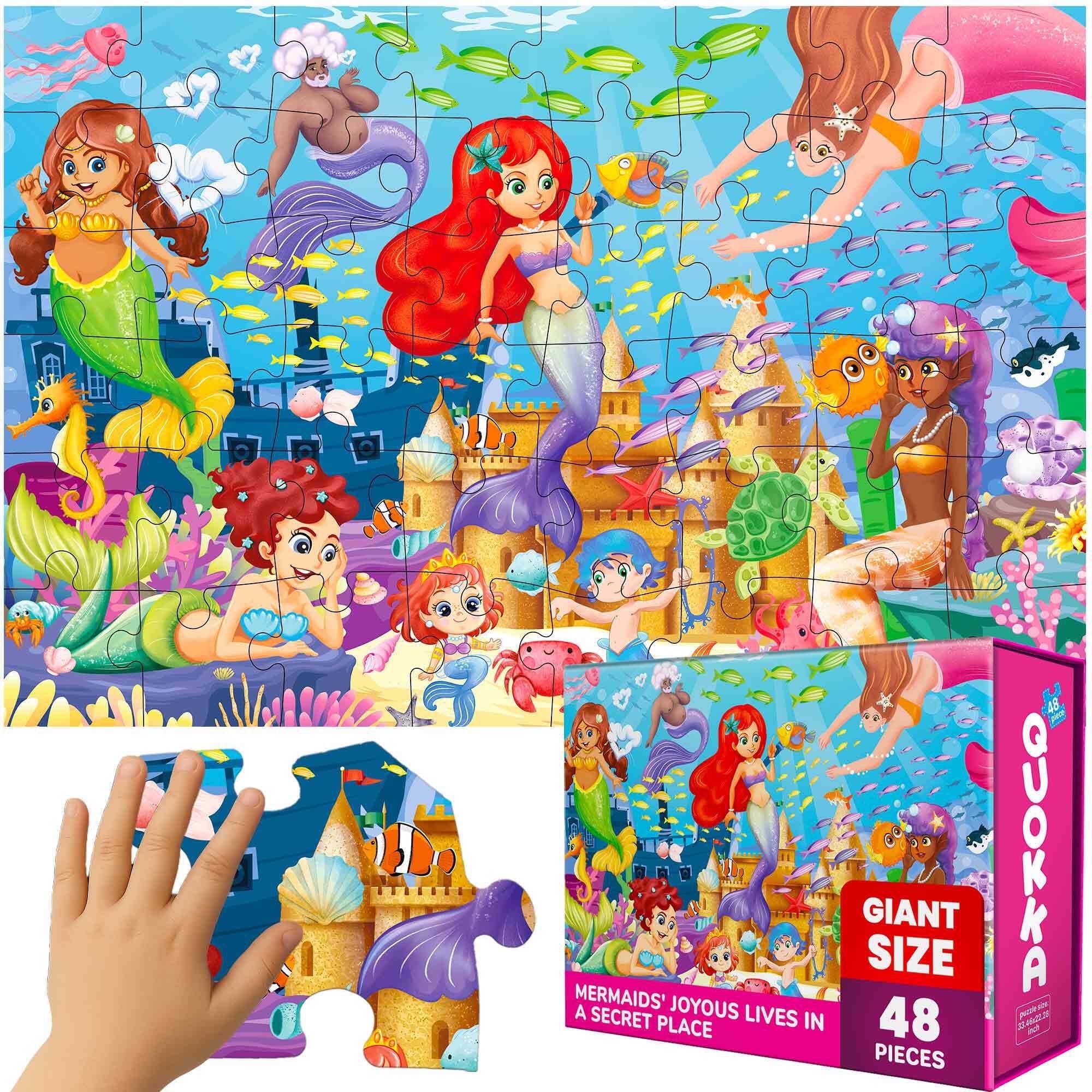 QUOKKA Giant Puzzles for Kids 3 6 - 48 Pieces Puzzle Toys - Mermaid Gifts for Girls 4-6