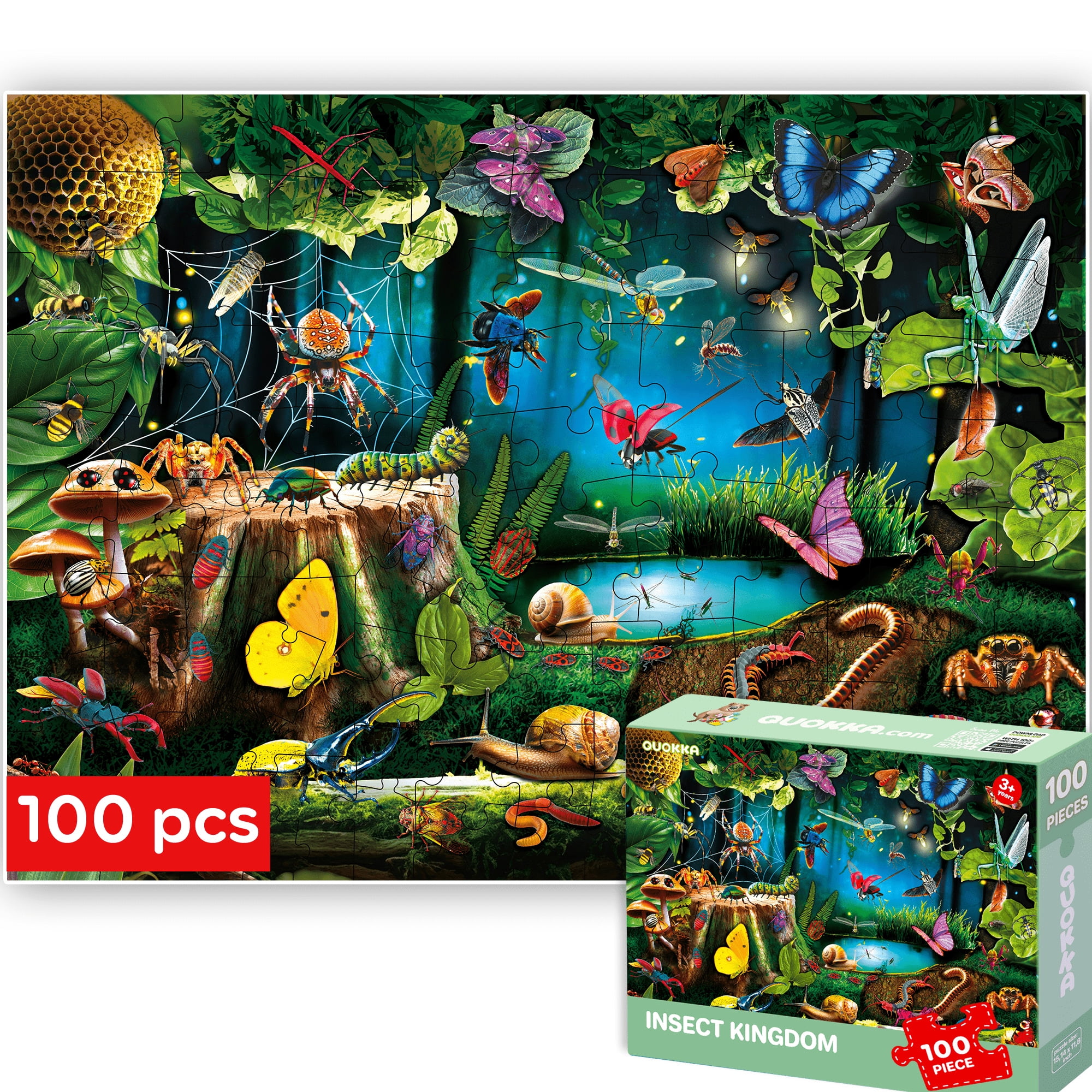 QUOKKA Kids Puzzles Age 3-6 - Jigsaw Puzzles 100 Pieces Bug - Girl and boy puzzles for kids 3-6