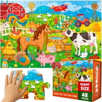 QUOKKA Large Puzzles for Toddlers 3-5 - Giant Floor Puzzles 48 Pieces - Puzzle Toys Farm Animals