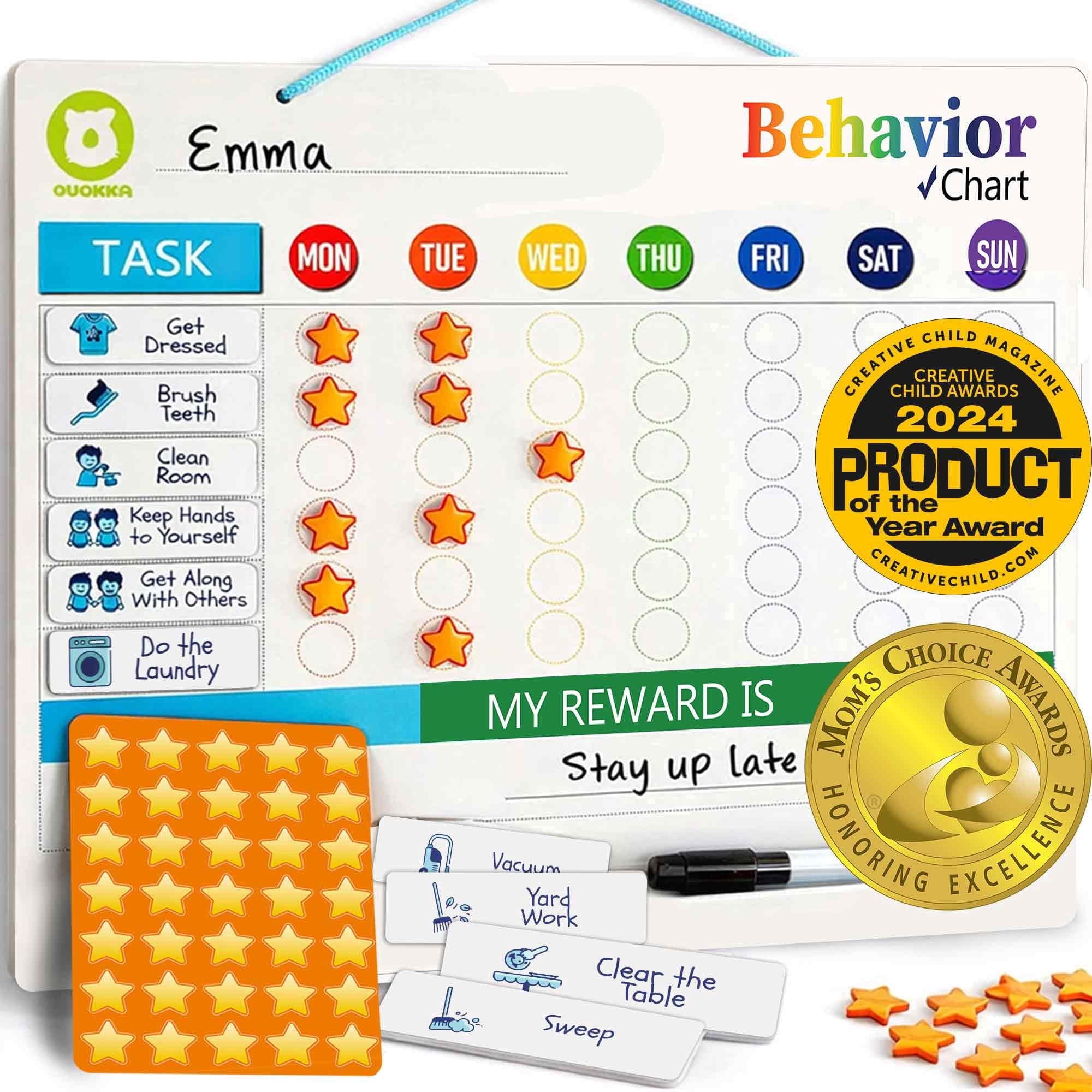 Quokka Magnetic Chore Chart for Kids - Reward Behavior Chart for Kids at Home - Dry and Erase Responsibility Schedule Board