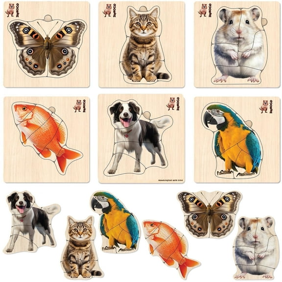 QUOKKA Realistic Wooden Puzzles for Toddlers 1-3 Years - 15x15 Inches Kids Puzzles - Birds & Animals