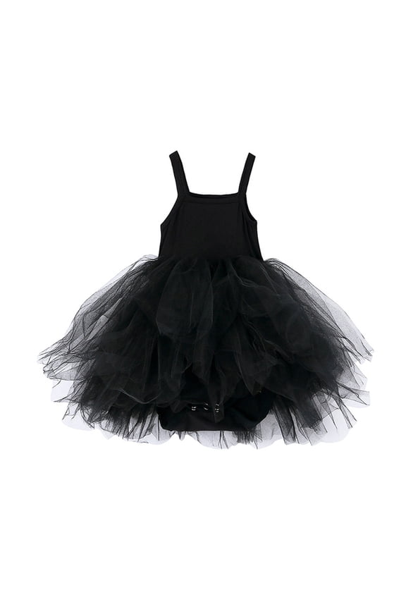 0-18M Baby Bodysuit Tutu Dress Baby Girl Romper Toddler Solid Color Skirt Holidays Outfits Black,0-3 Months