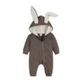 thumbnail image 1 of QUOTAY Animal Bunny Baby Easter Baby Romper Long Ear Rabbit Hoodie Jumpsuit with Zipper 01_Coffee,3-6 Months, 1 of 7
