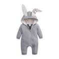 thumbnail image 1 of QUOTAY Animal Bunny Baby Easter Baby Romper Long Ear Rabbit Hoodie Jumpsuit with Zipper 01_Grey,9-12 Months, 1 of 9