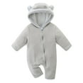 thumbnail image 1 of QUOTAY Baby Bear Kids Jumpsuit Outfit Girls Boys Winter Hooded Baby Romper Snowsuit 03_Grey,9-12 Months, 1 of 3