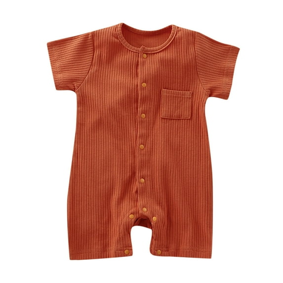 QUOTAY Baby Boy Girl Baby Romper Clothes Solid Ribbed Bodysuit Jumpsuit Outfits OR2,0-3 Months