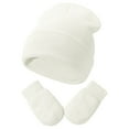 thumbnail image 1 of QUOTAY Baby Boy Hats with Kids Gloves Set Toddler Girls and Boys Winter Hats Soft Knit Cap and Mittens White，2-5 Years, 1 of 2