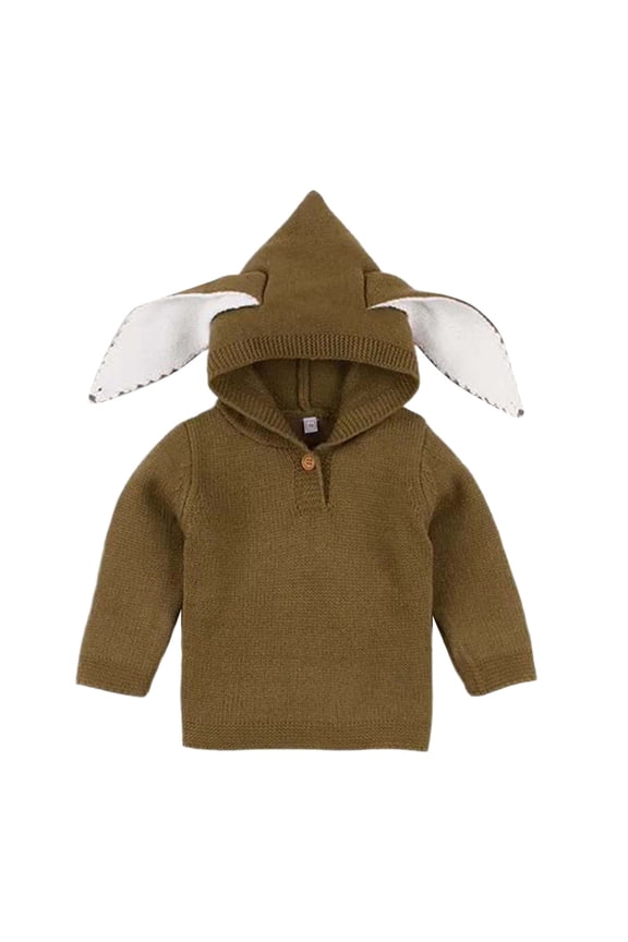Baby Boy Sweater Hooded Knit Pullover with Adorable Soft Warm Winter Top for Toddler and Kids Cozy Casual Outerwear Sizes 3-2 Coffee,18-24 Months