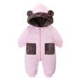 thumbnail image 1 of QUOTAY Baby Boys Girls Lined Hooded Jumpsuit Winter Warm Romper Thick Coat Outwear Long Sleeve Clothes Z03_Pink,90, 1 of 5