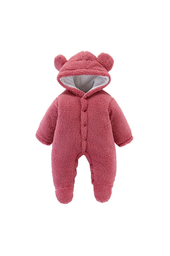 Baby Boys Girls Long Sleeve Patchwork Cute Bear Ears Hooded Baby Romper Jumpsuit Outfit Clothes Coat 01_,6-9 Months