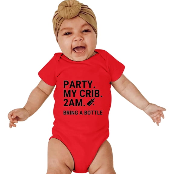 QUOTAY Baby Boys Girls Short Sleeve Letter Print Baby Romper Bodysuit for Children Clothes 01_Red,9-12 Months