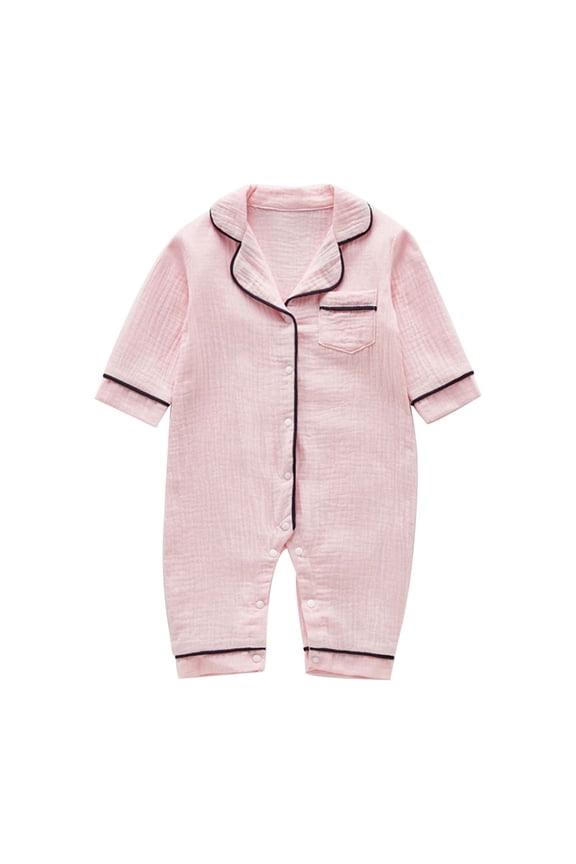 Baby Girl Boy Pajamas Baby Romper Button Up Footie Jumpsuit Clothes Pink,3-6 Months